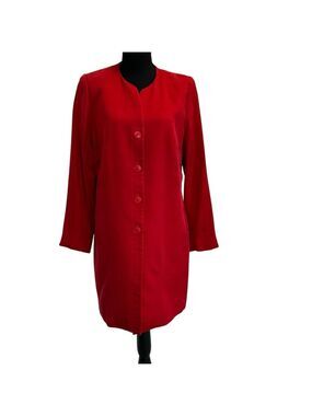 Windsor red long sleeve button front dress coat jacket classy Sz 14